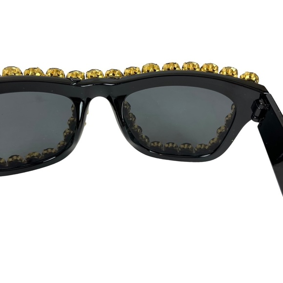 SUNGLASSES SUN GLASSES SHADES Black Rhinestone Bling Plastic Frame Gold Beach - Picture 7 of 16